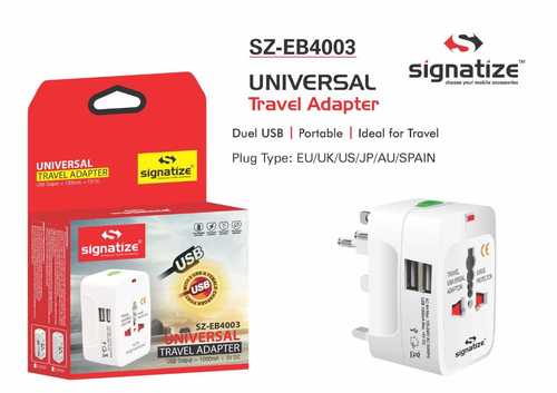 Sz 4003 Universal Travel Adapter Dual Usb Plug Input Voltage: 5V Dc Ampere (A)