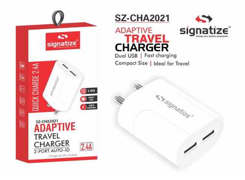 Sz 2021 Signatize Dual Usb Fast Adaptive Travel Charger 2.4Amp Size: Compact Size