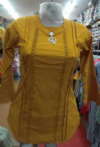 Plain Mustard Yellow Color Ladies Top