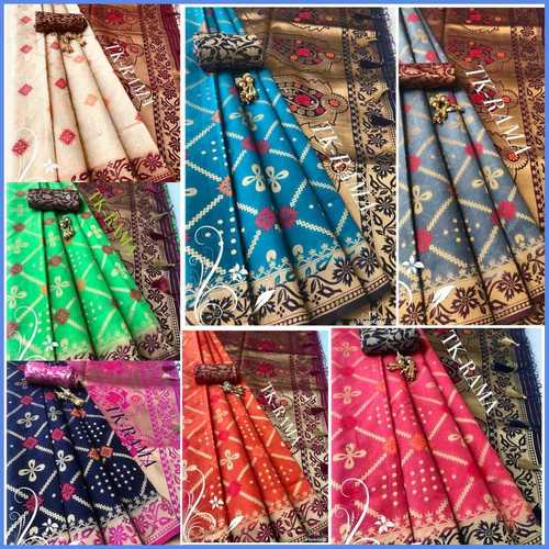 Multiple Colors Rapier Cotton Silk Printed Saree