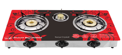 3 Burner Automatic Glasstop Gas Stoves (Scr-001) Dimension(L*W*H): 70 X 40 X 10 Cm  Centimeter (Cm)