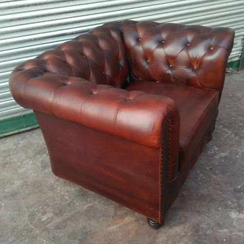 Plain Dyed Chesterfield Genuine Leather Sofa