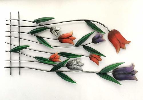 मल्टीकलर हाउस मेटल फ्लावर फ्रेम वॉल माउंटेड एंड हैंगिंग