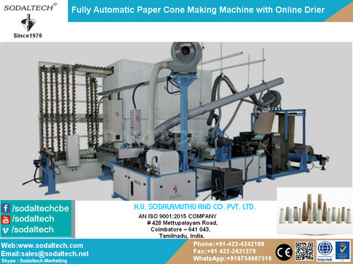 Textile Paper Cones, Printed Cones, Plain Cones and Kraft Paper Cardboard Cones Making Machine