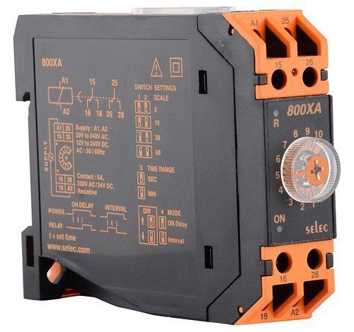 Orange And Black Selec Din Rail Timer (800 Series)