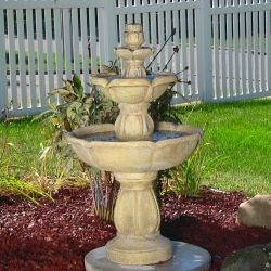 Resin Fountain - Durable Polyresin and Fiberglass Material | Weatherproof for Outdoor and Indoor Use, Includes Pump, Electric Power