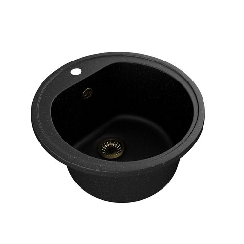 Black Round 20X20 Vimeo 301 Quartz Kitchen Sink