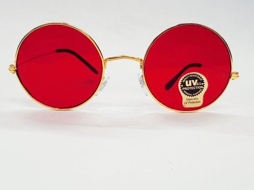 Red Round Metal Sunglasses