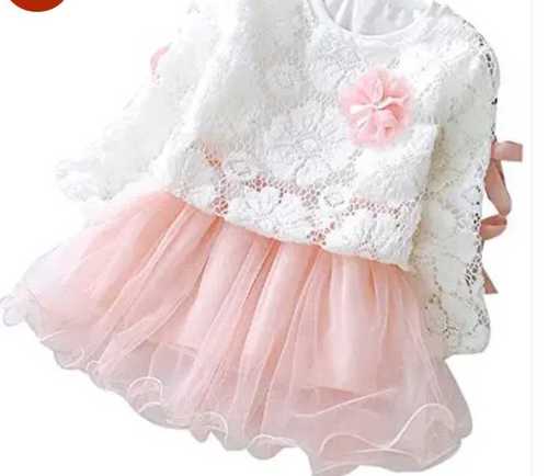 Baby Pink Polyester Frock 