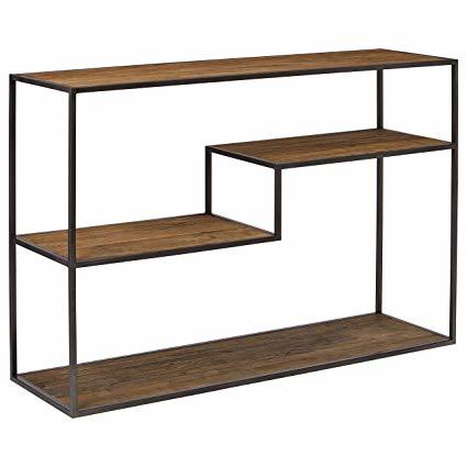 Modern Wooden And Iron Frame Side Rack No Assembly Required