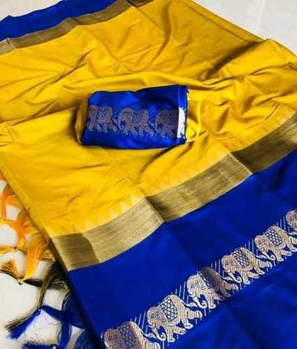 Yellow Ladies Party Wear Art Silk Sarees