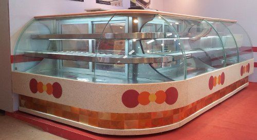 Multi Color L Shape Bend Glass Counter