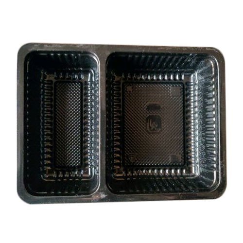 Silver 2 Compartment Rectangular Plastic Food Container