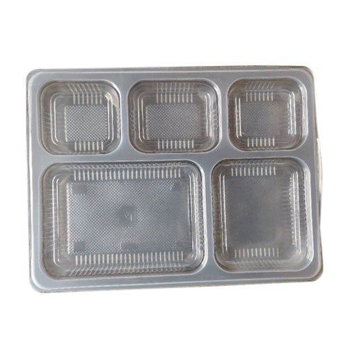 Silver 5 Compartment Plastic Disposable Food Tray