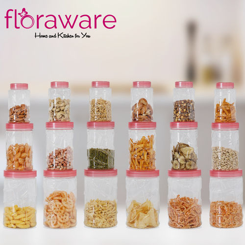 Floraware Kitchen Plastic Pink Colour Canister