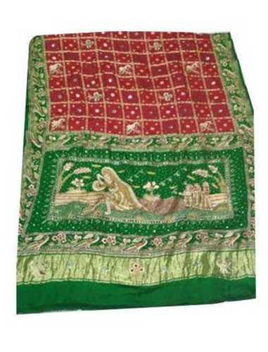 Green Ladies Embroidered Gharchola Saree 