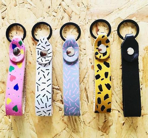 Leather Multi Color Key Chain