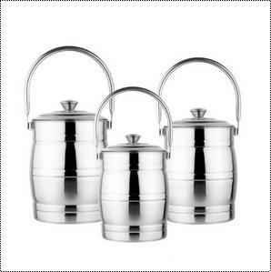 Polished Stainless Steel Storage Jar With Handle