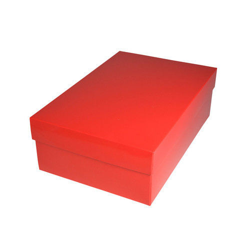 Red Shoe Box - Corrugated Material, 1 Pair Capacity, Eco-Friendly Standard Design, Rectangular Shape, Vibrant Red Color