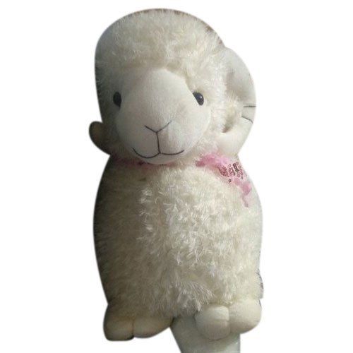 Synthetic Fiber White Lamb Soft Toy