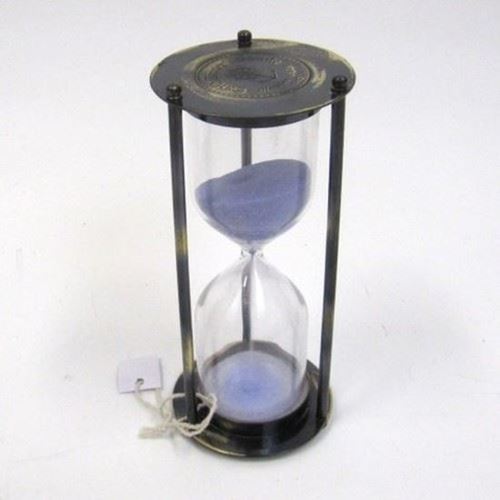 Antique Brass Hourglass Sand Timer Stand 5 Minute Engraved