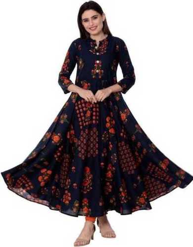 Anti Wrinkle Ladies Printed Anarkali Kurtis