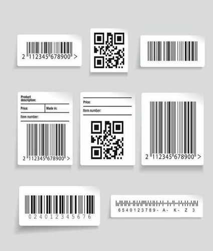 White Printed Paper Barcode Labels