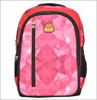 Pink Kids Printed Polyester And Nylon School Bag