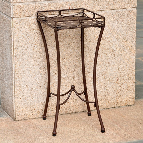 Iron Nail Head Brown Square Plant Stand