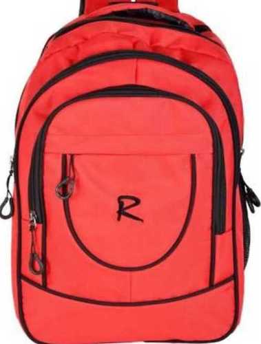 Red Plain Waterproof School Bags