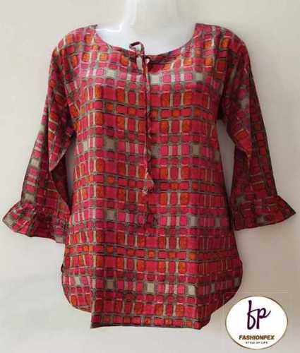 Assorted Bell Sleeve Printed Rayon Tops