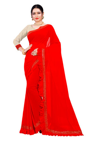 Chitrakshi Red Ruffle Saree