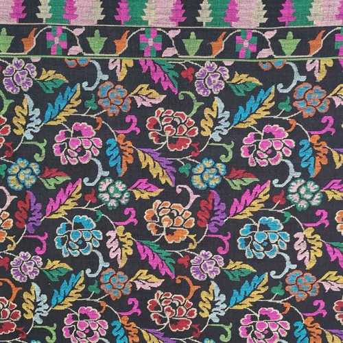 Black Floral Design Printed Kani Pashmina Shawl