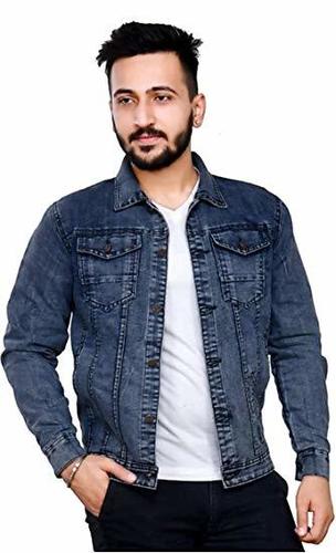 Blue/Grey Full Sleeve Denim Jacket For Men