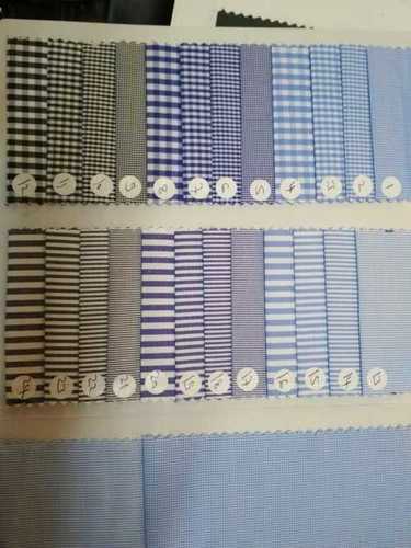 Washable Stripe And Check Design Blended Shirting Fabrics