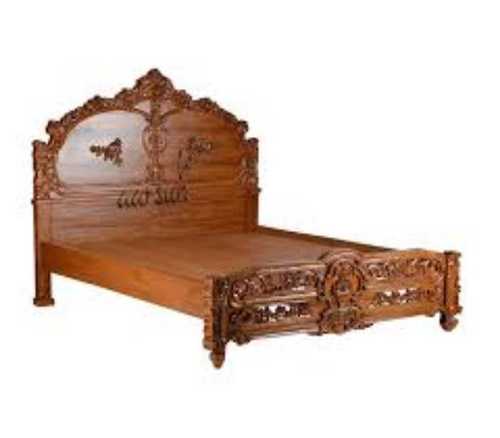 Brown Pure Wooden Polished Bed