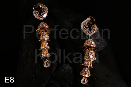 Gold Plated Handcrafted Chandelier American Diamond Earring Gender: Women