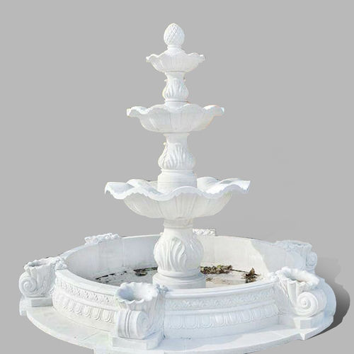 Handcrafted White Marble Water Fountain