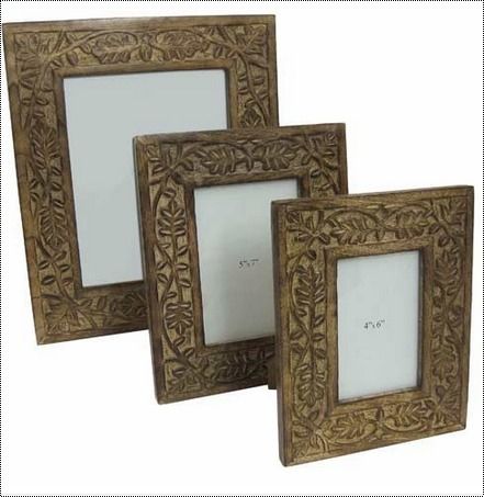 Brown Wooden Carving Photo Frame