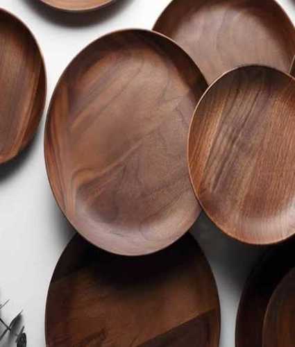 Brown Wooden Round Serving Plates