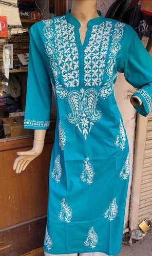 Sky Blue Trendy Design Ladies Embroidered Kurti