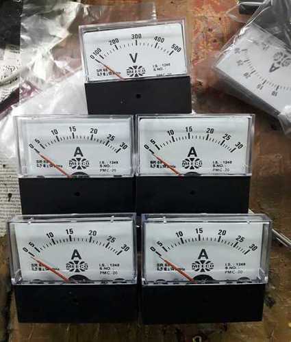 Black And White Analog Current Panel Meter