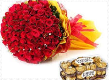 Fresh Flowers Charming Delight Red Rose With Chocolate Bouquets