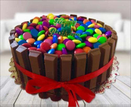 Chocolate Delightful Kitkat Gems Cake