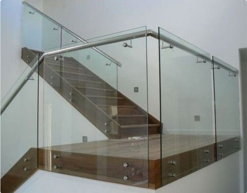 Glass and Stainless Steel Railing - Polished Finish, High Strength and Optimum Quality for Staircase Use