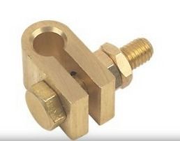 Rod To Cable Lug Clamp - Brass Construction, Polished Golden Finish | Corrosion Resistant Design for Electrical Applications