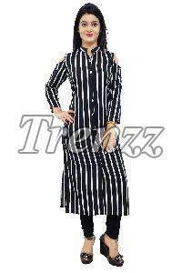 All Colors Ladies Crepe Striped Kurti