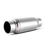 Stainless Steel Muffler - High Flow Perforated Inner Lining, Polished Finish for Automobile Sector