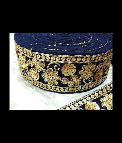 Blue Embroidered Velvet Lace For Garment