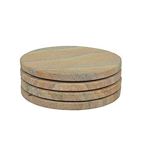 Natural Earth Sandstone Coasters - Round/Square Shape, Non-Polished and Polished Finishing | Antiskid, Dustproof, Eco Friendly, Waterproof, Customized Logo and Packaging